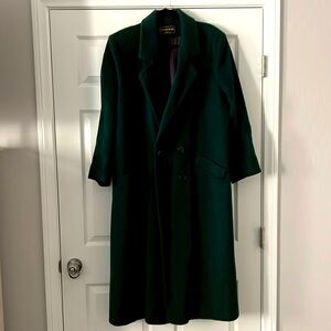 Kristen Blake long wool forest green coat.
